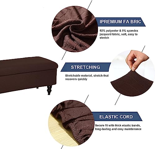 Image of FUANGUI Ottoman Cover Stretch Storage Ottoman Bench Slipcover Printed Folding Storage Bench Ottoman Cover Footrest Stool Slipcover Footstool Protector Cover with Elastic Bottom, Large