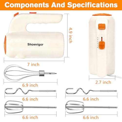 Image of Hand Mixer, 5-Speed Electric Whisk with Turbo Boost Includes 5 Stainless Steel Attachments - Great Stand Mixer Alternative for Baking Cakes, Bread & More