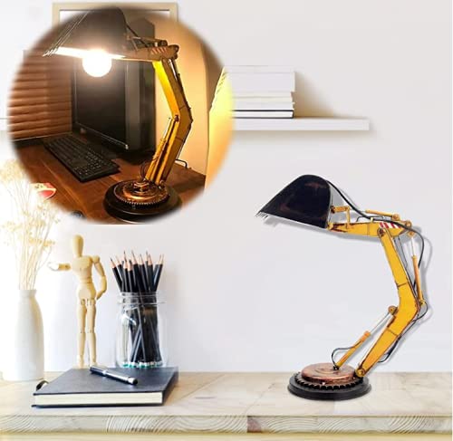 Mnsruu Nachttischlampe Mit LKW/Bagger-Motiv – LED, USB-Anschluss, Stoffschirm, Für Kinderzimmer