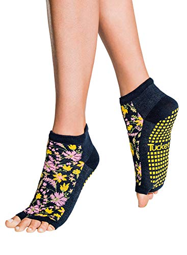 Tucketts Anklet Toeless Non-Slip Grip Socks - Anti Skid Yoga, Barre, Pilates, Home & Leisure, Pedicure - S/M - 1 Pair Blooming Fields #TOP4