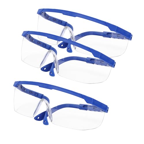 Ginddy Lunettes de Sécurité,3 Pcs Lunette Anti Lumiere Enfant Cadres Bleus Surlunettes de Protection pour Laboratoire avec des Lentilles Plus Épaisses pour les Lieux de Travail,Bricolage,Laboratoire