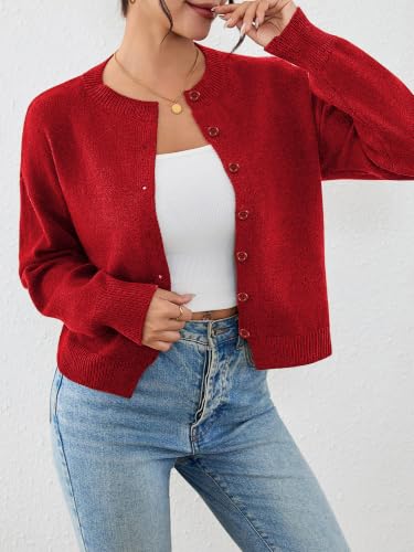 Image of Ibeauti Cropped Cardigan Sweaters for Women 2026 Trendy Spring Y2k Outfit Long Sleeve Button up Open Front Short Knit Sweater