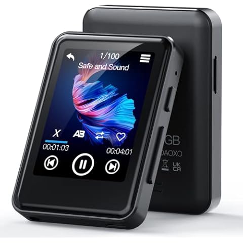ZOOAOXO 64GB MP3 Player,MP3 Player with Bluetooth 5.2, 2.4 Zoll Voller Touchscreen Cover