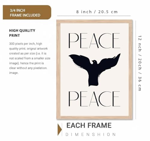 Image of BLINKART Peace Dove Aesthetic Modern Art Walls With Frame | Natural Wood Texture | Living Room Bedroom Office Wall Decoration | Poster Home Decor Frames Wall Bedroom | 12x8 Inches (D66)