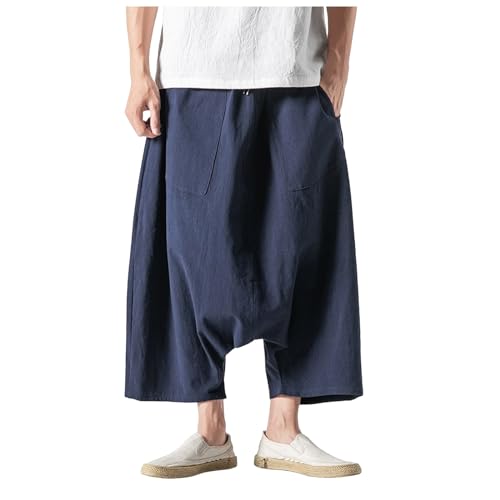 Men's Harem Pants Overalls Shorts Day Pants Wide Leg Pants Knee Length Pants