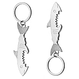 QFGasre 2 Pcs Shark Bottle Opener Funny Metal Corkscrew Beer Opener Tool Keychain Pendant for Dad Boyfriend Bartender