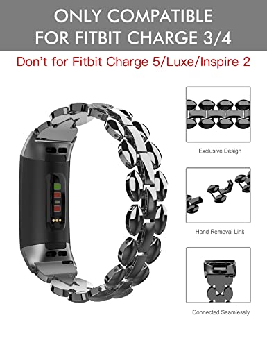 Wearlizer Compatível com Carregador 3 Pulseiras para Mulheres para Fitbit Charge 4 Metal Carregament