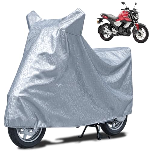 Image of FABTEC Waterproof Bike Body Cover Compatible with Yamaha Fzs-Fi V3, A2 (Silver)