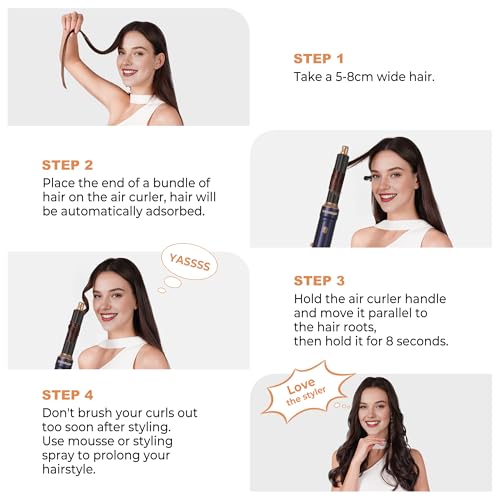 Image of 6 in ONE Blow Dryer Brush,Air Curling Iron Round Brush Blow Dryer 800W,Ionic Hair Dryer Brush for Women, Hot Air Brush Hair Styling Tools 100-120V