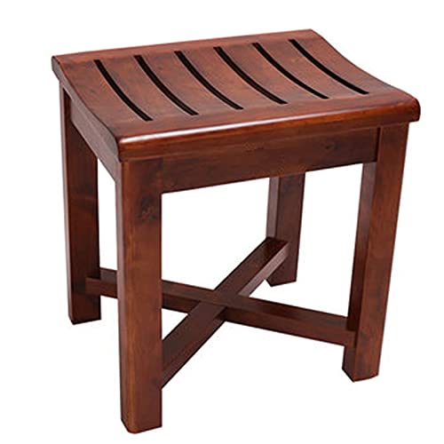 RTY-BY Holz Badezimmerbank Sitz, Holz Wasserfest Duschbank Badhocker Dusche Sitzbank Badezimmerhocker Für Senioren Erwachsene rutschfeste Badewanne Fußstütze Bad Stuhl, Kapazität 250kg