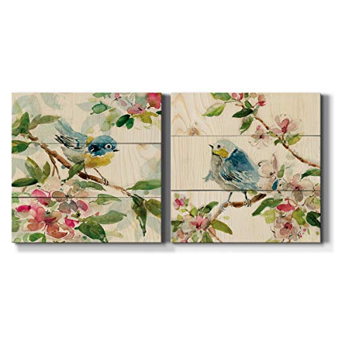 Renditions Gallery Birds and Blossoms I Wall Art, Premium Gallery Wrapped Canvas Decor, Ready to Hang, 16 in H x 16 in W, Made in America Print (AZS-WC07-S1839-2S-1616-MK)