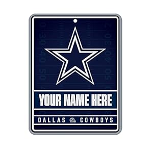 Rico Industries NFL Football Dallas Cowboys Personalized/Custom Metal 8.5″ x 11″ Parking Sign – Home Décor – Indoor/Outdoor
