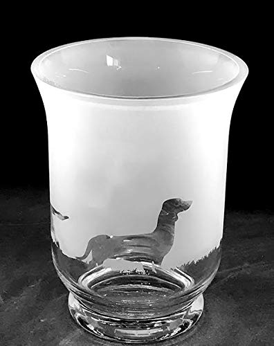 Great British Glass Clear Dachshund Frieze - Boxed 14.5Cm Glass Vase/Hurricane Lantern