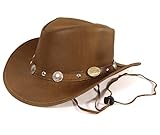 dekoriert mit Nieten-Schärpe Unbekannt Echt Leder Outdoor Cowboyhut Westernhut Braun - Camel Color Split (L)