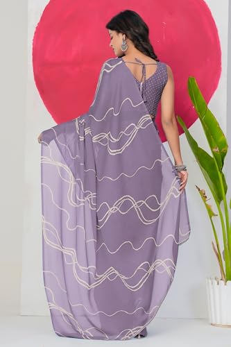 Image of MIRCHI FASHION Saree for Woman Chiffon Georgette Geometric Printed | Lightweight Farewell and Women's Office Sari with Blouse Piece