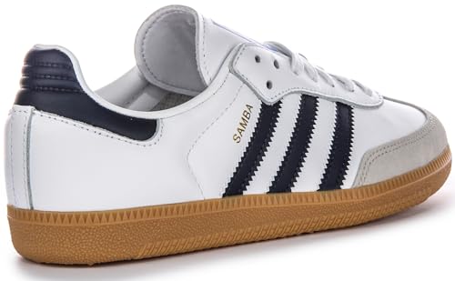 adidas Samba Og Men's 3-Stripes Retro Contrast 70S Trainers (White Navy, US 4)3