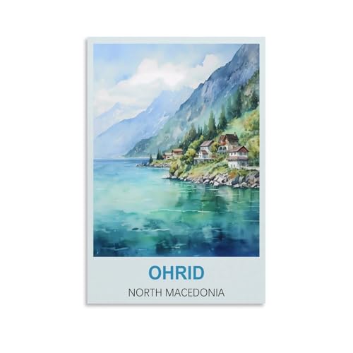 FJIWECWSQ Ohrid Macédoine du Nord Affiche de voyage vintage 20 x 30 cm