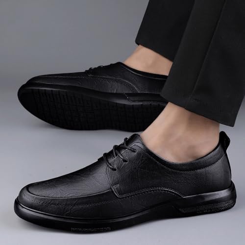 Men's Business Oxford Dress Shoes | Casual Lace-Up Faux Leather Shoes with Round Toe | Slip-Resistant Block Heel | Comfortable Non-Slip Formal Footwear3