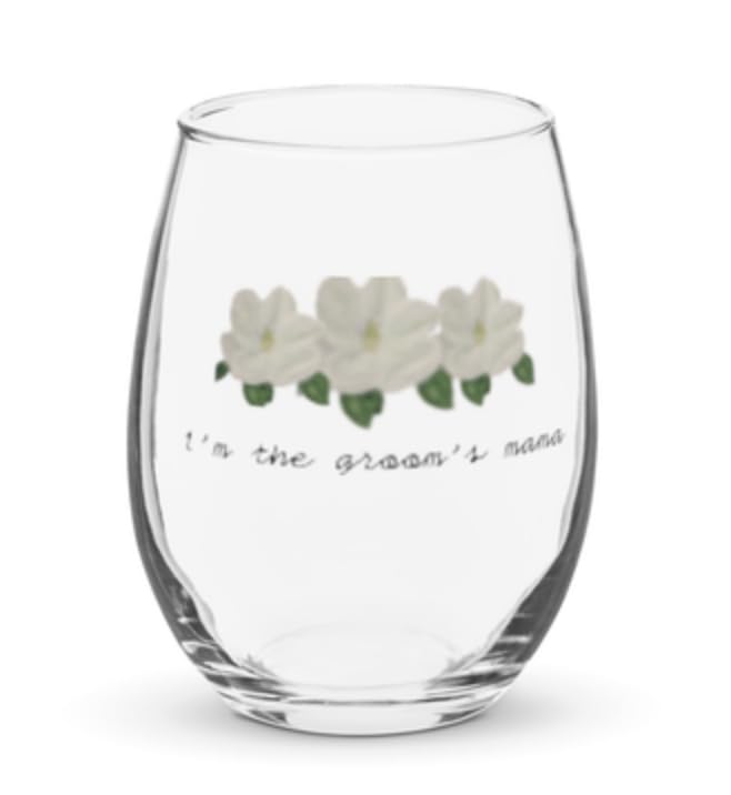GenericWedding Stemless Wine Glass ; i'm the groom's mama Wine Glass ; Magnolias Wine Glasses ; Flowers Wine Glass ; 15 oz Home Goods Glasses Tumblers