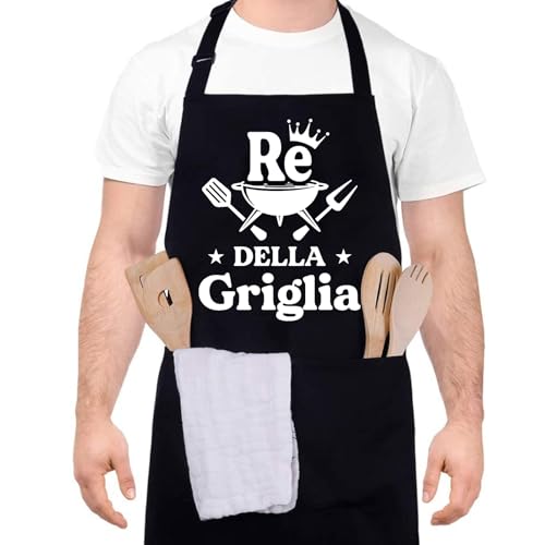 Halinuia Tablier barbecue homme roi grill tablier cuisine amusant avec 2 poches imperméable pour bbq grillades et cuisine en plein air, noir, Noir - Blanc, una taglia adatta a tutti Halinuia Tablier barbecue homme roi grill tablier cuisine amusant avec 2 poches imperméable pour bbq grillades et cuisine en plein air, noir, Noir - Blanc, una taglia adatta a tutti