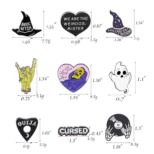 Halloween Goth Enamel Pin Set Pumpkin Skull Witch Brooch Pin Black Skeleton Punk Witchy Jewelry for Backpacks Hat Pant Accessories2