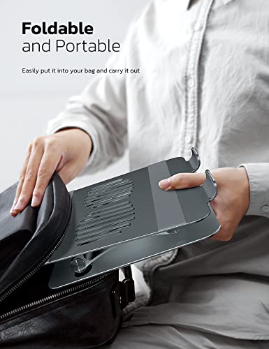 Nulaxy Adjustable Laptop Stand For Desk, Ergonomic Portable Laptop Stand Up To 10.6" With Heat-Vent, Laptop Riser Supports Upto 11Lbs, Compatible With Macbook Pro All Laptops 11-15.7"(Grey) #TOP4