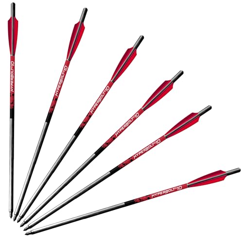 BARNETT C10 Carbon 3-Fletch Hyperbolts 6-Pack – 10” Premium Carbon Crossbow Bolts for Demun Storm – Superior Straightness, Accuracy & Penetration – High-Strength Lightweight Construction