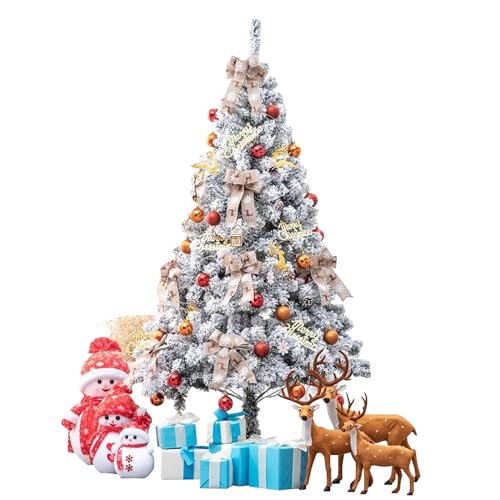 Árbol de Navidad flocado con nieve para escritorio, árbol de Navidad de 1,2/1,5/1,8/2,1 m, árbol de Navidad flocado blanco nieve, adornos de ambiente festivo (color: 1,8 m) (2,1 m)