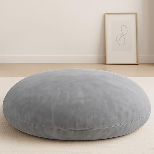 Codi Large Meditation Cushions – Round Floor Pillows for Adults with Removable Washable Cover, Soft and Supportive Floor Cushion for Yoga, Seating and Dog Bed, 32 inch - Grey