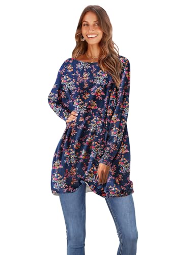 Image of YESNO Women Graphic Oversized Pullover Sweaters Printed Casual Boat Neck Sweater Long Sleeve Knit Tops S05