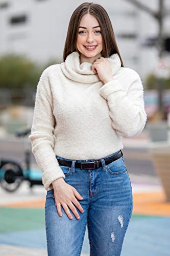 Women's Leather Ratchet Belt, Trim to Fit 18"- 44" Waist, No Holes, Packed in a Gift Box (W868X Black, 25mm Wide)4