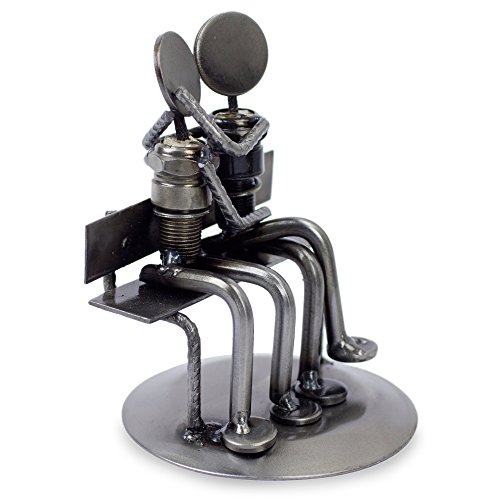 Novica Recycled Auto Parts Romantic Metal Sculpture, 4.7" Tall 'Park Bench Sweethearts' #TOP2