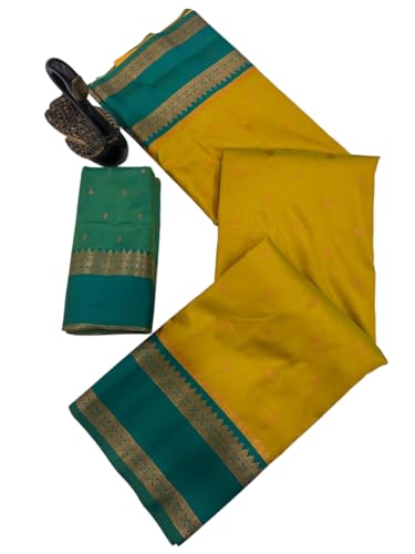 Image of Dharmavaram Pattu Paithani Saree Pure Silk Zari Weaving Floral Border Rich Pallu With Blouse Piece