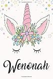 wenonah spirit ii  Wenonah: Unicorn Notebook For Girls, Personalized Unicorn Gifts For Girls , Notebook with Personalized Name, Perfect Gift For Birthday Christmas and Graduation 120 Pages - 6x9 Size