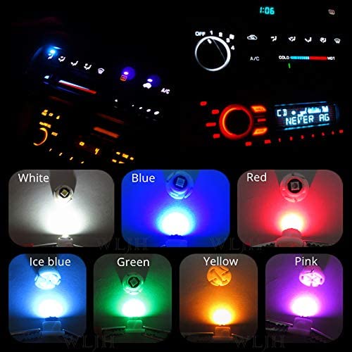 Image of WLJH 10x Blue T3 Neo Wedge Led 3030 SMD Chip 8mm Base Car Instrument Cluster Light Dashboard Gauge HVAC AC Heater Climate Control Lamps Switch Indication Interior Bulb Replacement | 3030 SMD, 12V, No Soldering, Center Console Buttons, AC Heater Climate Control, Indicator Light, Instrument Panel, 10-Pack