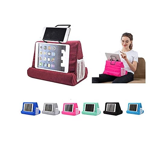 Pillow Tablet Stand for Ipad Stand Mult-Angle Tablet,with Phone Holder Lap Stand Mobile Phone Holder (Wine Red)