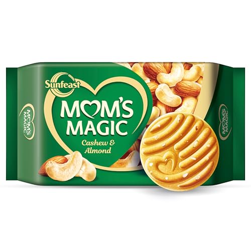 Mom's Magic Sunfeast Rich Cashew Almond Cookies|Roasted Cashew Almond Biscuits 560 Gms/584 Gms /544Gms [Weight may vary]