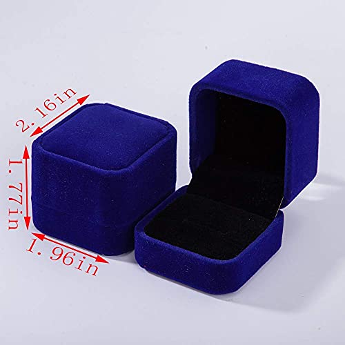 2 Pack Velvet Ring Boxes, Earring Pendant Jewelry Case, Ring Earrings Gift Boxes, Jewellry Display (Dark Blue) #TOP1