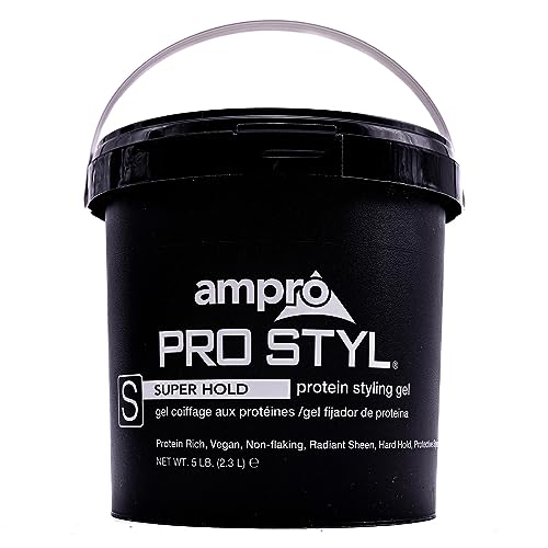 AmPro Pro Styl Styling Gel - Protects and Strengthens Your Strands - Non-Flaking, Alcohol Free, Vegan Formula - Flexible, Touchable Hold for All Hair Textures - Super Hold - 80 oz