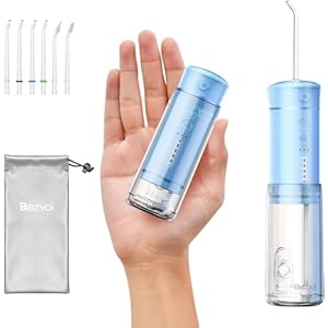 Water Flosser Mini Cordless Portable: 5 Modes Travel Water Dental Floss with Telescopic Water Tank, IPX7 Waterproof Oral Irrigator for Teeth Cleaning Gums,Orthodontic,Braces Dental Care (Sky Blue)