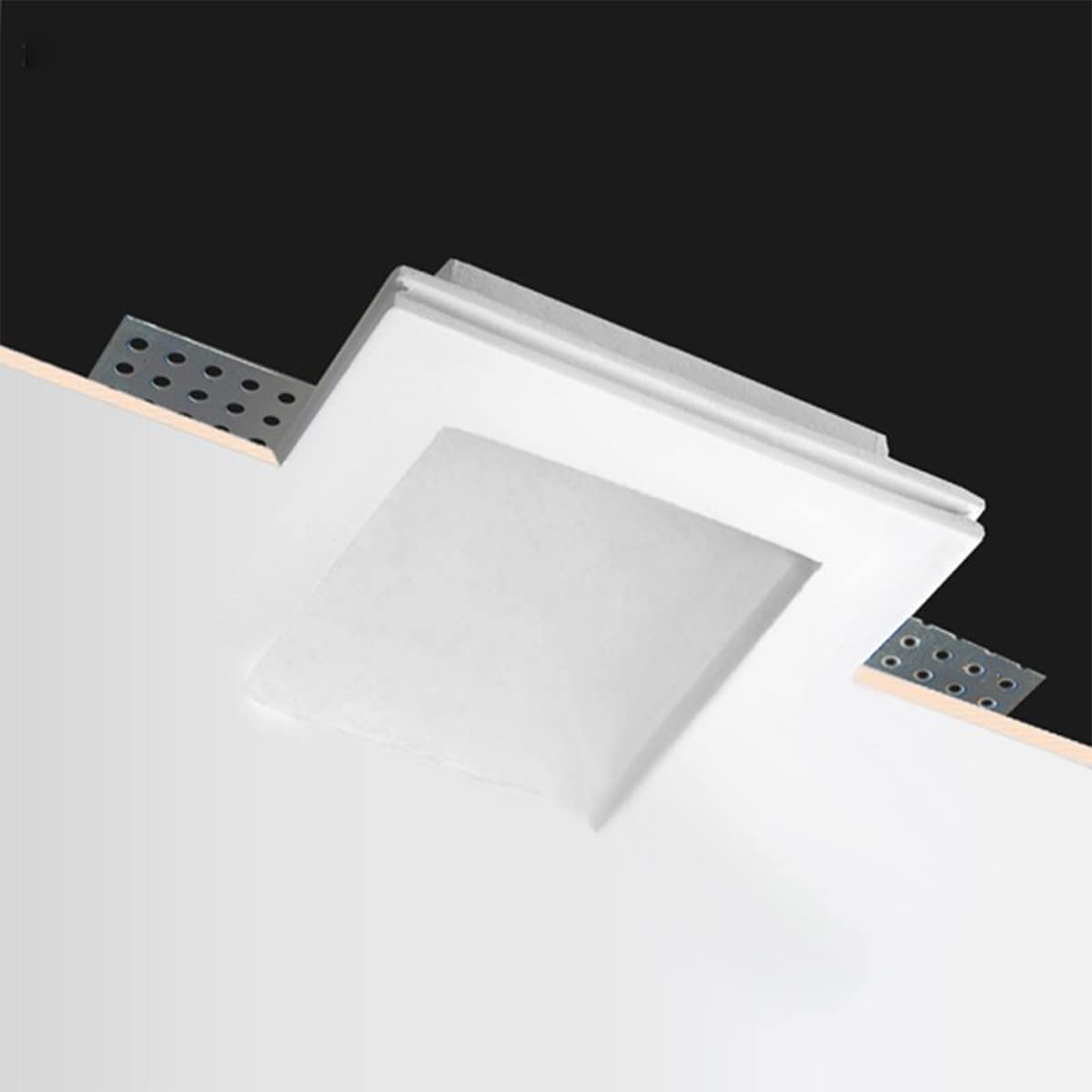Eurekaled - 5 pezzi Portafaretto da Incasso in Gesso CERAMICO Quadrato slim con Vetro per cartongesso per GU10 12x12x3cm - A scomparsa totale C13