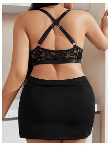 MakeMeChic Women's Plus Size Wireless Bra Floral Lace Criss Cross Scallop Trim Front Closure Bralette3