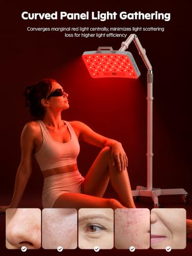 SOLRA Arc Pro 60 Red Light Therapy Panel for Face and Body, 64 LEDs, 4 Wavelengths 630nm 660nm 810nm 850nm, Curved Panel with Floor Stand, Desk Clamp and Magnetic Stand — view 2