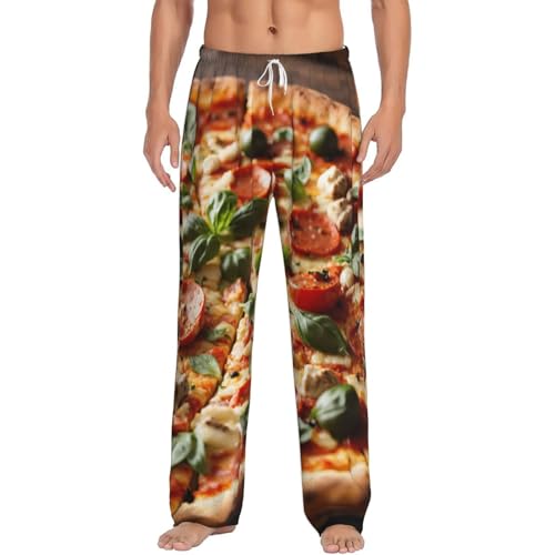 Pantalon de pyjama homme en micropolaire thermique à motif pizza 3D