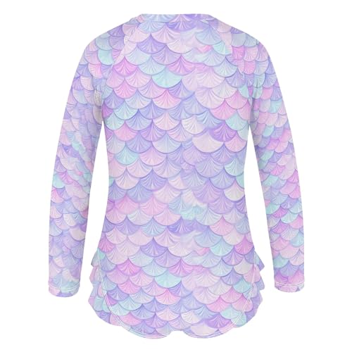 ALAZA Toddler Swimsuit Girl Bathing Suit Swimwear Rash Guard Scale Rainbow Mermaid Long Sleeve 3T3