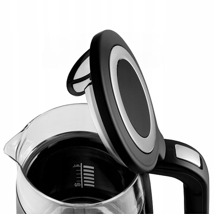 Huslog Elektrische Waterkoker 1,7L met Touchscreen, Temperatuurregeling 40– 100°C, 4 Instelbare Programma's, Warmhoudfunctie, Kalkfilter, 360° Draaibare Basis, RVS & Glas, Zwart