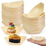 Huucozn 100 PCS Cuencos Aperitivos Desechables, Platos para Aperitivos Desechables 110 x 70 mm, Cuencos de Madera para Aperitivo Ensaladas Chips, Cuenco Aperitivo Catering para Freír, Picnic