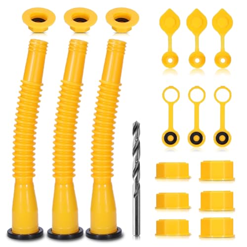 3 Pack Gas Can Spout Replacement, Upgraded Gas Can Nozzles with 8.1 Inch Flexible Long Spouts, Leak-Proof Design, Fits Most 1/2/5/10 Gallon Fuel Cans for Lawn Mowers & Generators