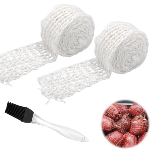 KQDRAVINE 3 m x 2 Rollen Rollbratennetz, Schinkennetz, Räuchernetz Weiß, Fleischnetz, Dehnbares Bratennetz Zum Aufhängen, Backen und Kochen von Fleisch, mit 1 Backpinsel, 5-16cm Breit, 16 Löcher KQDRAVINE 3 m x 2 Rollen Rollbratennetz, Schinkennetz, Räuchernetz Weiß, Fleischnetz, Dehnbares Bratennetz Zum Aufhängen, Backen und Kochen von Fleisch, mit 1 Backpinsel, 5-16cm Breit, 16 Löcher