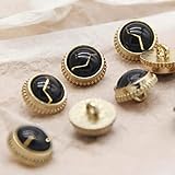 GVNFJKJK Dekorative Hemdknöpfe, 8 Stück Vintage kleine goldene Metallknöpfe for Kleidungsstücke, Damen, Hemden, Kleider, dekoratives handgefertigtes Nähzubehör(Black)